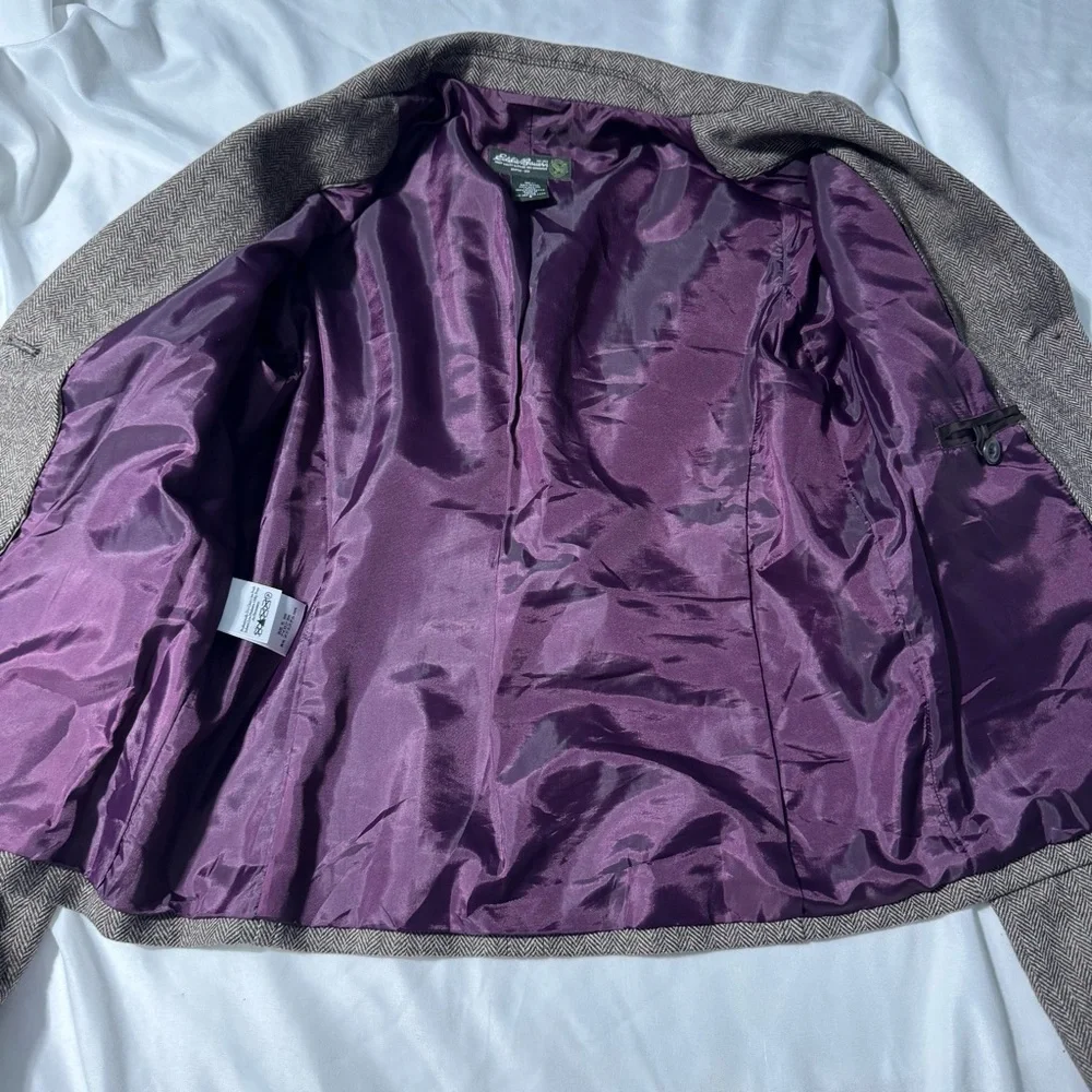 Eddie Bauer Tailored Wool Herringbone Blazer Heritage Preppy - Picture 8 of 8